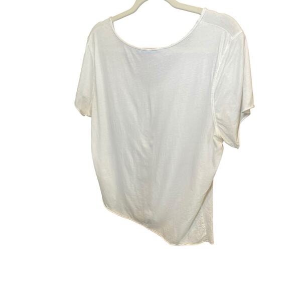 ALLSAINTS Women Large Emelyn V-Neck Tonic T-Shirt -‎ Chalk White Cotton Raw Hem - Picture 11 of 12
